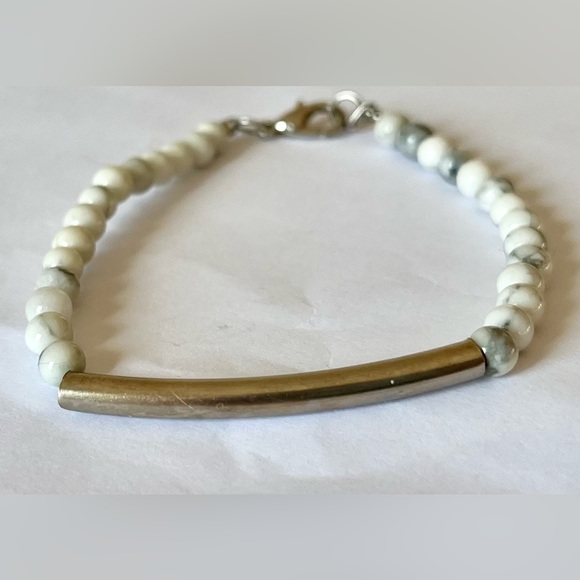 Gemstone silver tone bar bracelet size 7 jewelry - Picture 5 of 16